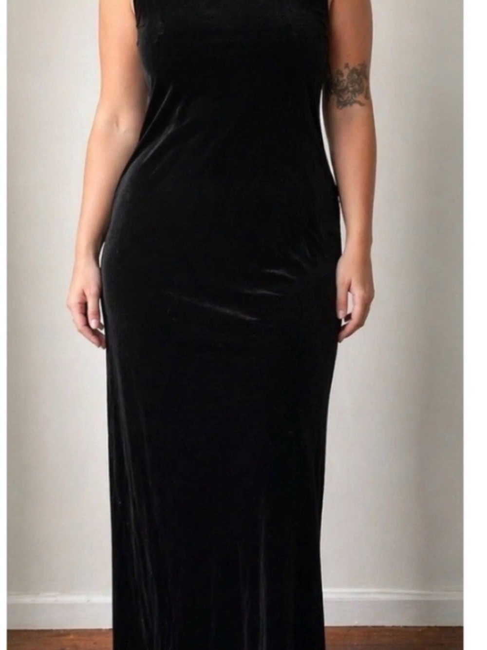 Sleek Black Velvet Maxi Dress